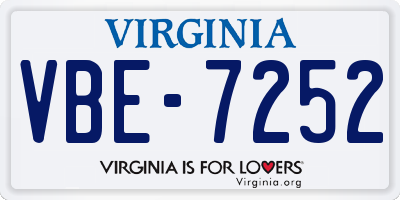 VA license plate VBE7252