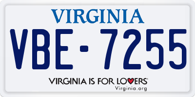VA license plate VBE7255