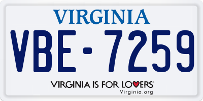 VA license plate VBE7259