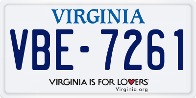 VA license plate VBE7261