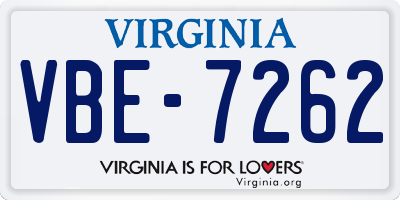 VA license plate VBE7262