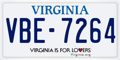 VA license plate VBE7264