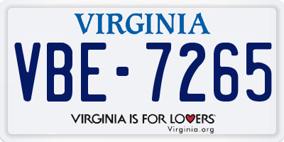 VA license plate VBE7265