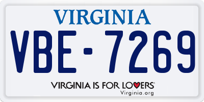 VA license plate VBE7269