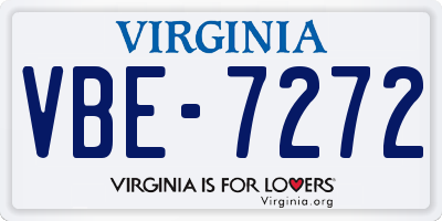 VA license plate VBE7272