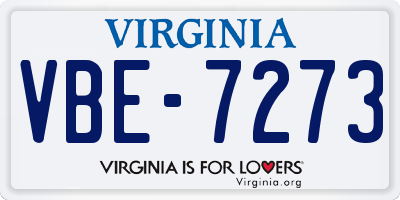 VA license plate VBE7273