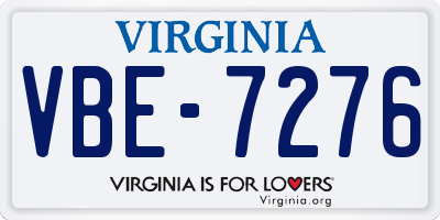 VA license plate VBE7276