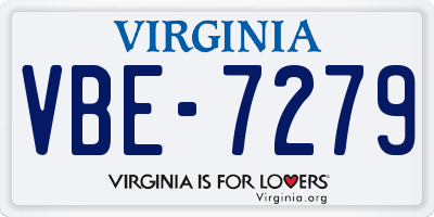 VA license plate VBE7279