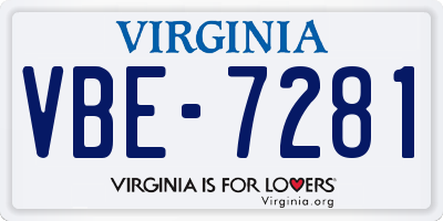 VA license plate VBE7281