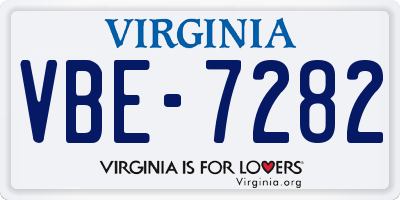 VA license plate VBE7282