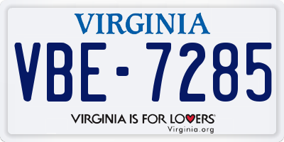 VA license plate VBE7285