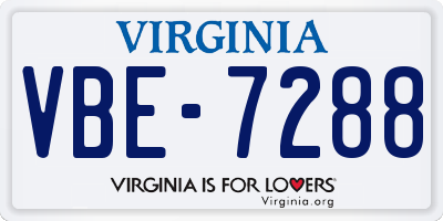 VA license plate VBE7288