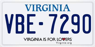VA license plate VBE7290