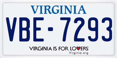 VA license plate VBE7293