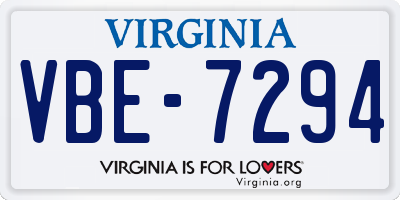 VA license plate VBE7294