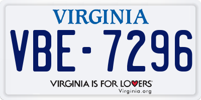 VA license plate VBE7296
