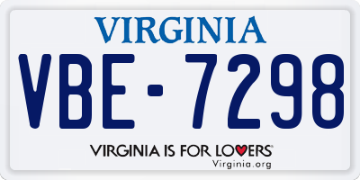 VA license plate VBE7298