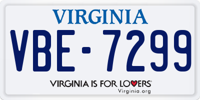VA license plate VBE7299