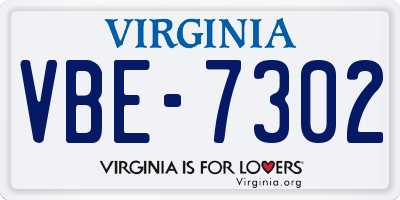 VA license plate VBE7302