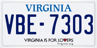 VA license plate VBE7303