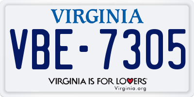 VA license plate VBE7305