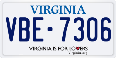 VA license plate VBE7306