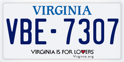 VA license plate VBE7307