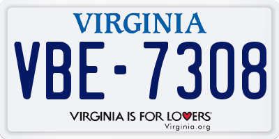 VA license plate VBE7308