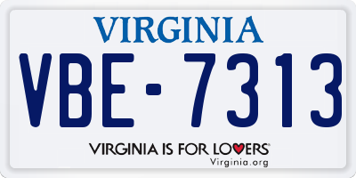 VA license plate VBE7313