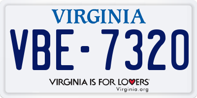 VA license plate VBE7320