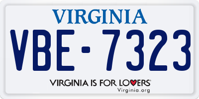 VA license plate VBE7323
