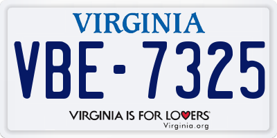 VA license plate VBE7325