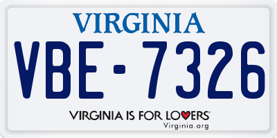 VA license plate VBE7326