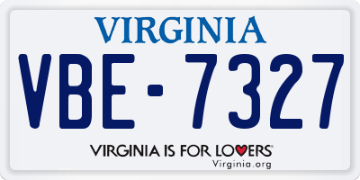 VA license plate VBE7327
