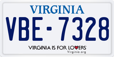 VA license plate VBE7328