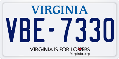 VA license plate VBE7330