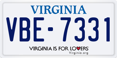 VA license plate VBE7331