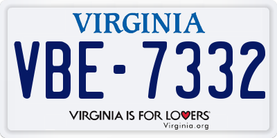 VA license plate VBE7332