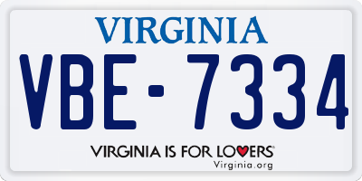 VA license plate VBE7334
