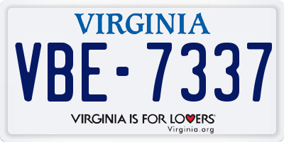 VA license plate VBE7337