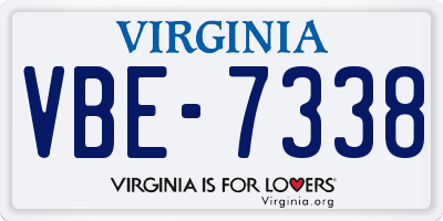 VA license plate VBE7338