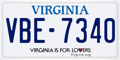 VA license plate VBE7340