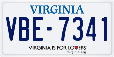 VA license plate VBE7341