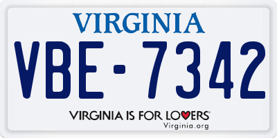 VA license plate VBE7342