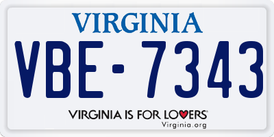 VA license plate VBE7343