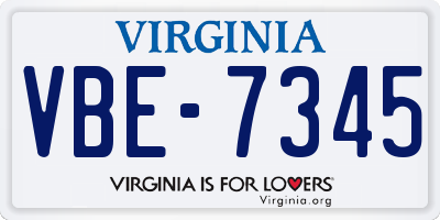 VA license plate VBE7345