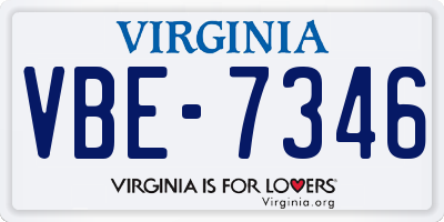 VA license plate VBE7346