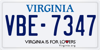 VA license plate VBE7347