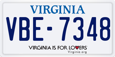 VA license plate VBE7348
