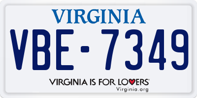 VA license plate VBE7349